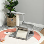  Cat Tree, Cat Tower for Kittens with Rotatable Top Bar, Sisal Scratching Post, Tunnel, Dangling Balls - Grey