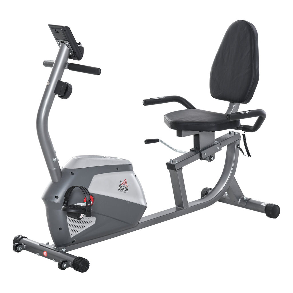 Liegeergometer mit LCD-Anzeige 8 stufig einstellbarem Magnetwiderstand Liegeheimtrainer mit Herzfrequenzsensoren, verstellbarer Rückenlehne, Nutzergewicht bis 110 kg für zu Hause Gym