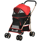 3 In 1 Detachable Pet Stroller, for Extra Small and Small Dogs - Red