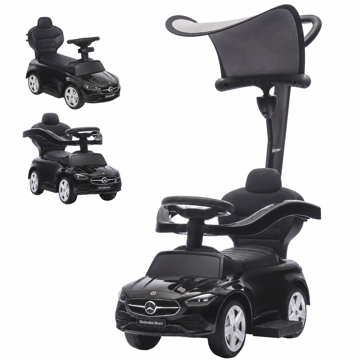 3-in-1 Rutschauto mit Schiebstange Mercedes-Benz Schwarz