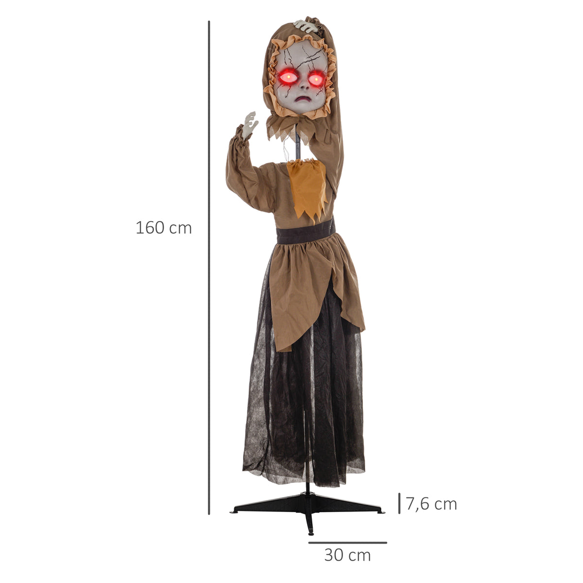 5.2' Haunted Doll Halloween Animatronic, with Glowing Eyes