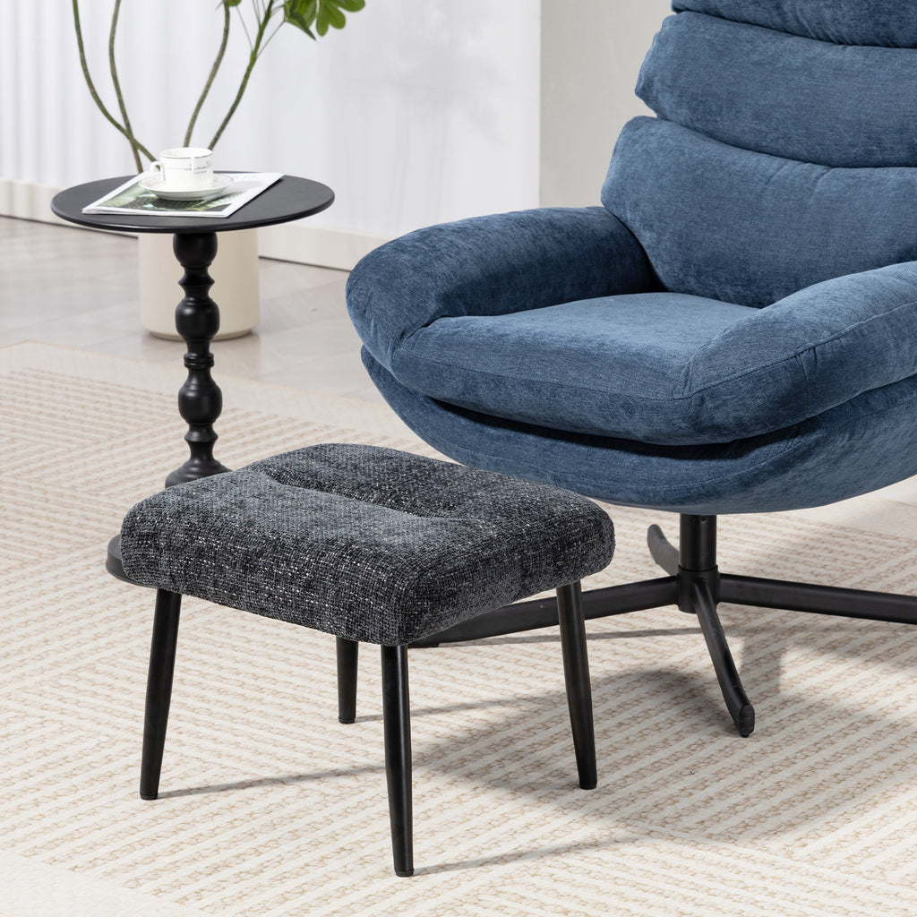 Sitzhocker Hocker mit weichem Sitzkissen Stahlbeinen Fu?hocker mit Chenille-Stoff, 45 x 41 x 38 cm, Dunkelgrau
