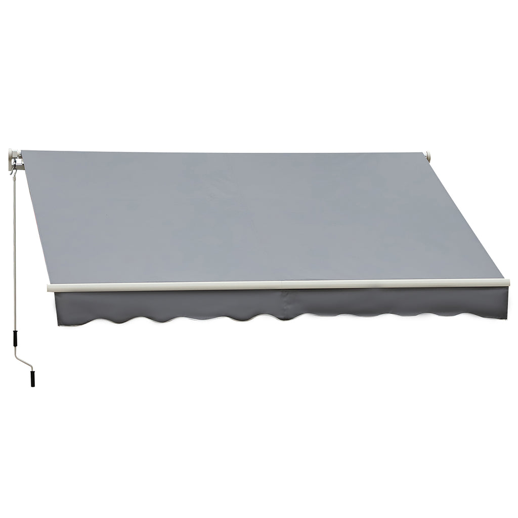 Markise, 3,95 x 2,45 m, Sonnenschutz, einfahrbar, mit Handkurbel, Metallrahmen, Polyester, Grau/Weiß