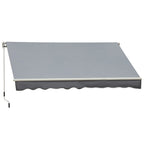 Markise, 3,95 x 2,45 m, Sonnenschutz, einfahrbar, mit Handkurbel, Metallrahmen, Polyester, Grau/Weiß