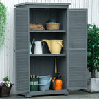 39.5 x 79cm Fir Wood Garden Shed - Grey