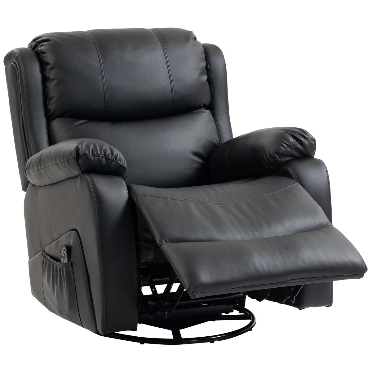 Massagesessel, Wärme- & Liegefunktion, Kunstleder, bis 150kg, 97x92x104cm, Schwarz