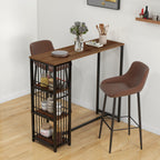Bartisch Stehtisch Küchentresen, Industriedesign, 3 Regale, 120 x 40 x 105 cm; Schwarz + Braun