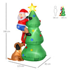 Aufblasbarer Weihnachtsbaum, Weihnachtsdekoration, 1,8 m, inkl. Gebläse, 123 cm x 85 cm x 180 cm, Grün + Rot