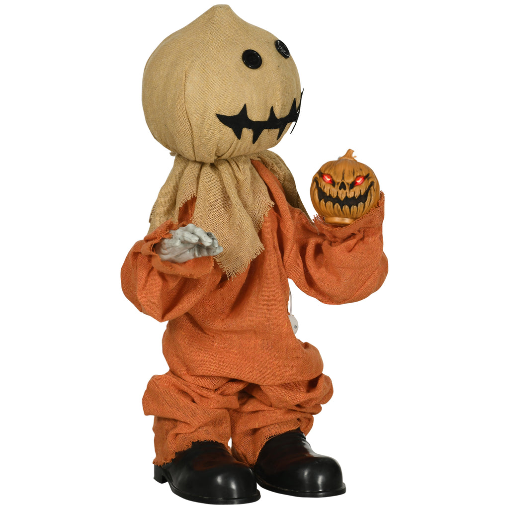 77cm Halloween Scarecrow Decoration, Outdoor Activated Prop with Light Up Eyes, Sound Activated