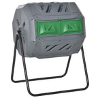 160L 360° Rotating Dual Chamber Composter - Grey