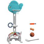 Kinder Basketballkorb 5 in 1 Höhenverstellbarer 134-152 cm mit Basketballs Pumpe Fußballtor Golfball Indoor Outdoor