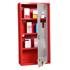 Red Steel wall mounted Medicine Cabinet with 3 shelves + Security Glass Door Lockable 60 cm(H)