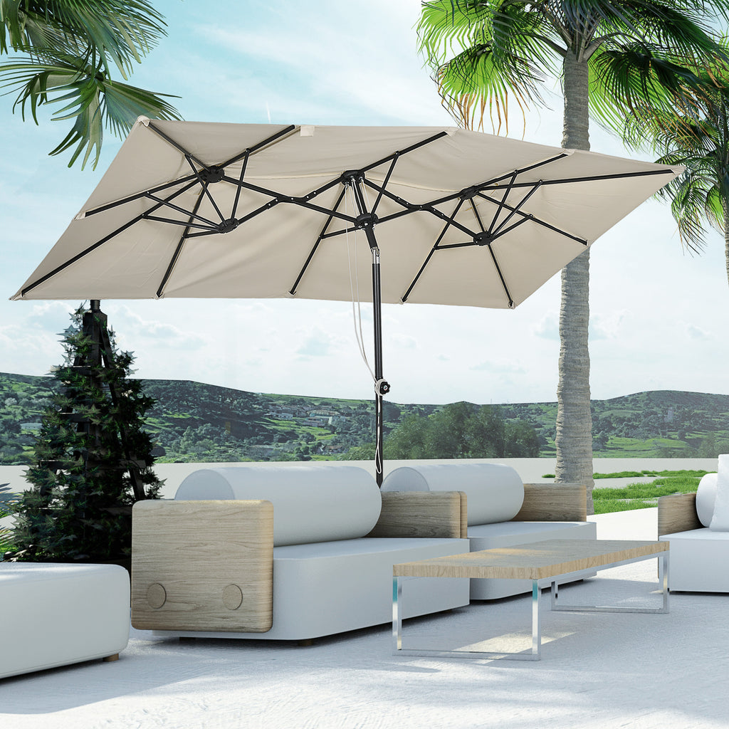 Gro?er Sonnensschirm, h?henverstellbar, neigbar, 150x295x170-214 cm, Creme