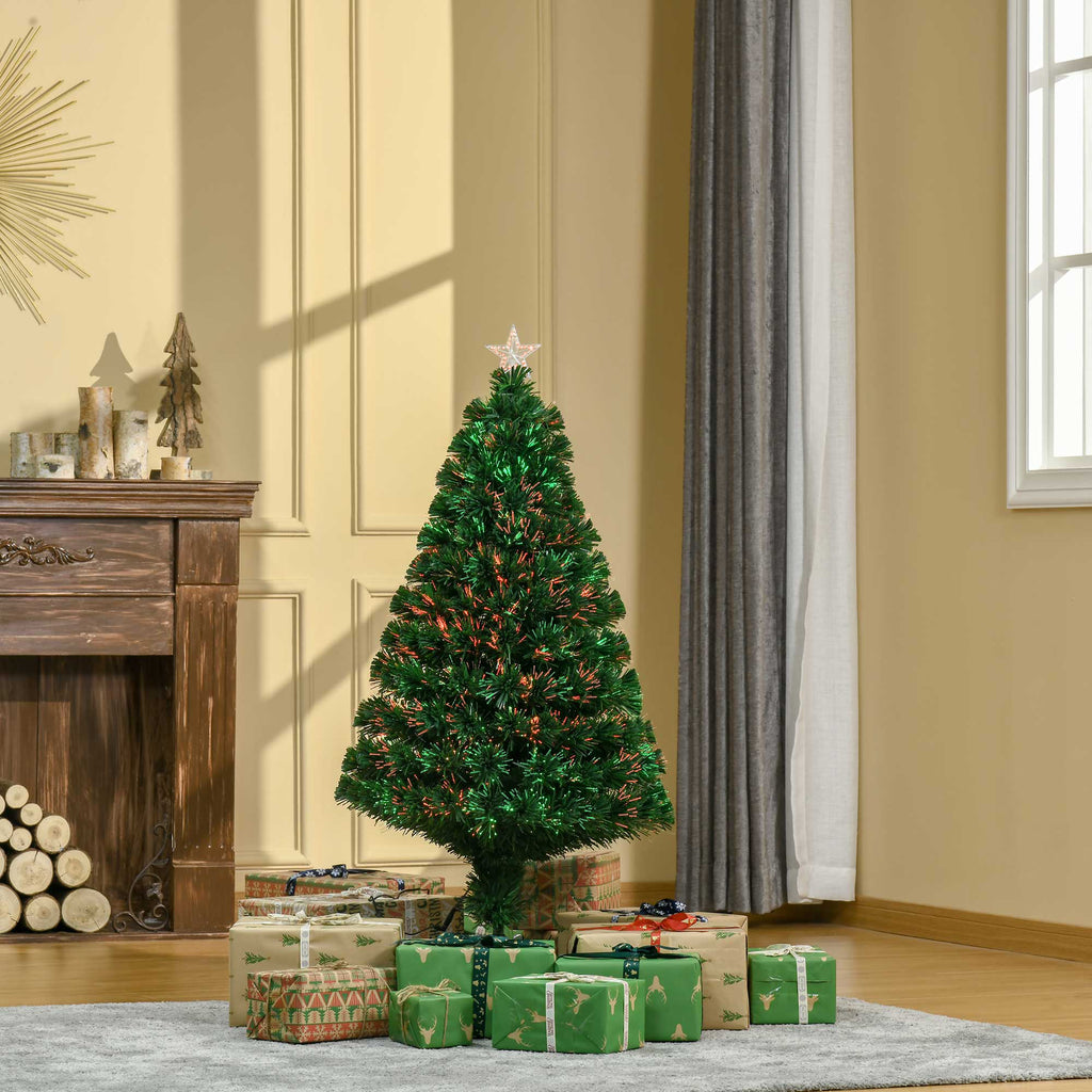 Weihnachtsbaum, Kunsttanne mit Weihnachtsschmuck, LED-Lichter, 60 x 60 x 120 cm, Grün