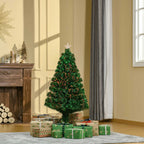 Weihnachtsbaum, Kunsttanne mit Weihnachtsschmuck, LED-Lichter, 60 x 60 x 120 cm, Grün
