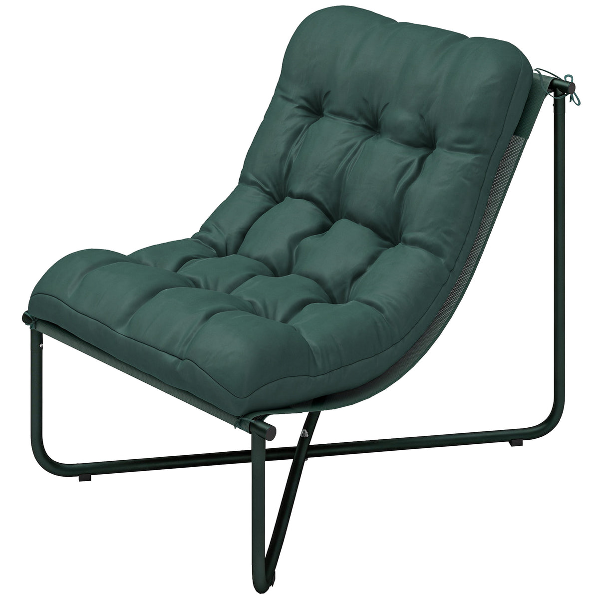 Gartenstuhl Gartensessel mit Kissen Atmungsaktiver Sling-Sitz Stahlrahmen für Garten Terrasse 76 x 92 x 76 cm Dunkelgrün