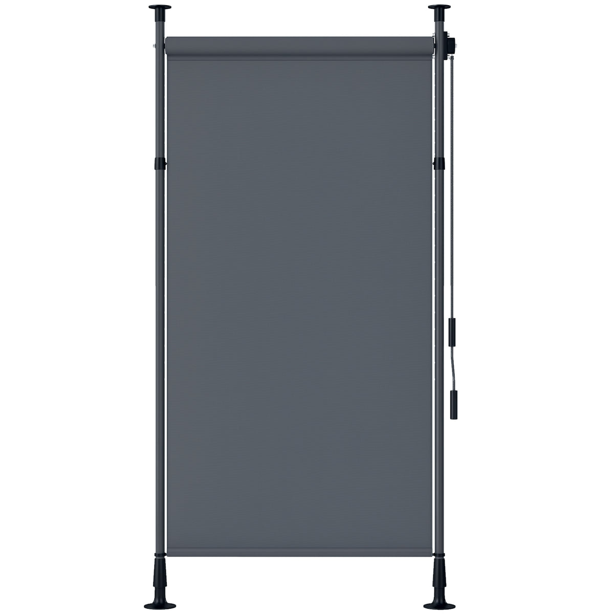 Freistehende Markise, verstellbare L?nge, Montage ohne Bohren, Aluminiumrahmen, 1,5 x 2,2-3,1 m, Dunkelgrau