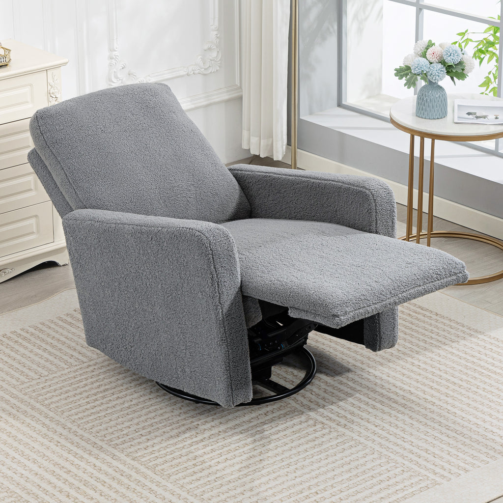 Recliner-Sessel, Entspannungssessel mit Fleece-Bezug, verstellbare Rückenlehne, Polstersessel, Stahl, Grau