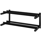 Wall-Mounted Dumbbell Rack, 2-Tier Weight Stand, Space-Saving and Multi-Functional Steel organiser for Home Gym, Black