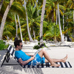 Set of 2 Foldable Garden Beach Chair Mat, Outdoor Sun Lounger Seats with Adjustable Back, Magazine Pocket, Carry Strap