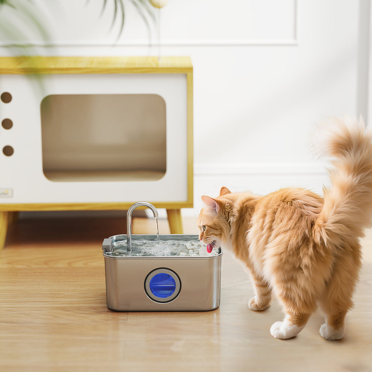 Katzenbrunnen 3,2L Trinkbrunnen für Katzen mit leiser Pumpe Aktivkohlefilter