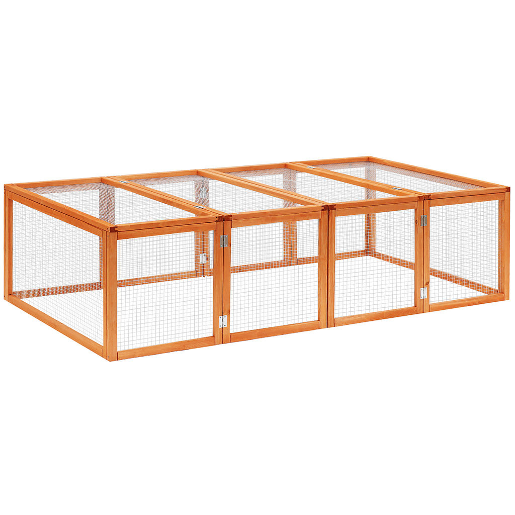 Wooden Rabbit Hutch Cage 6ft with Wire Mesh, Openable Roof, Play Space for Outdoor, Natural Wood Finish