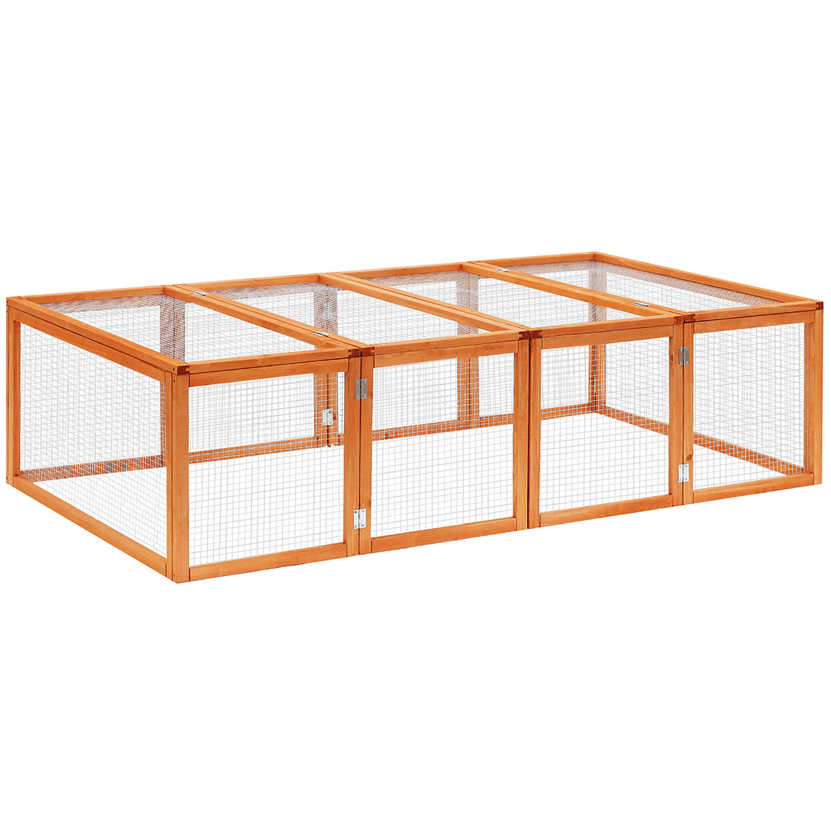 Wooden Rabbit Hutch Cage 6ft with Wire Mesh, Openable Roof, Play Space for Outdoor, Natural Wood Finish
