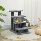 Dog Steps for Bed 4 Step Pet Stairs for Sofa Dog Cat Climb Ladder 63x43x60 cm Grey