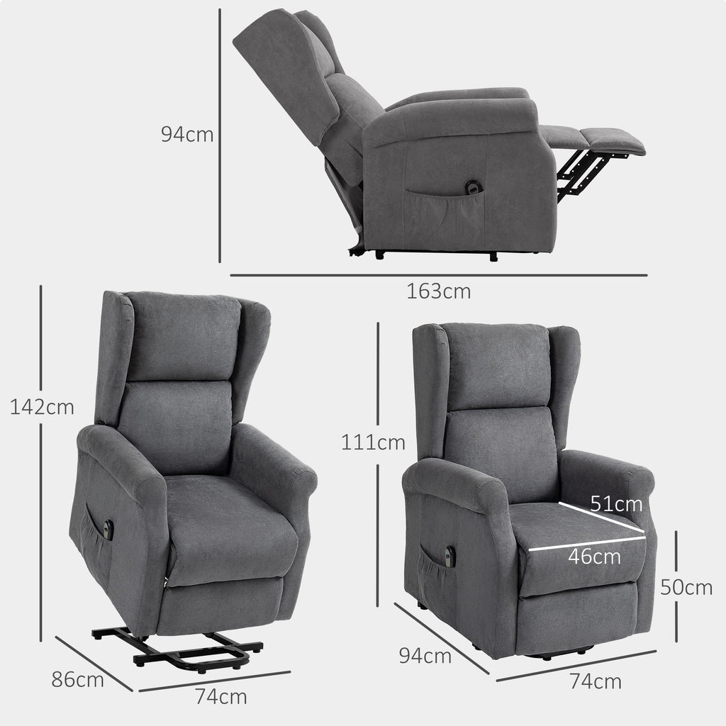 Relaxsessel, Aufstehhilfe, Liegefunktion, bis 200kg, 72,5x94x109cm, Dunkelgrau
