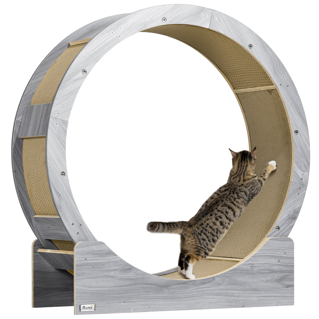 Cat Wheel with Brake, Scratching Pads - Grey