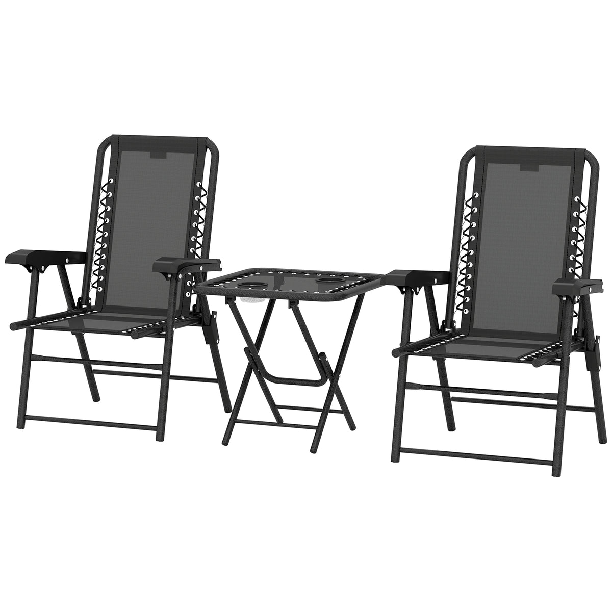 Three-Piece Garden Table and Chair Set - Black