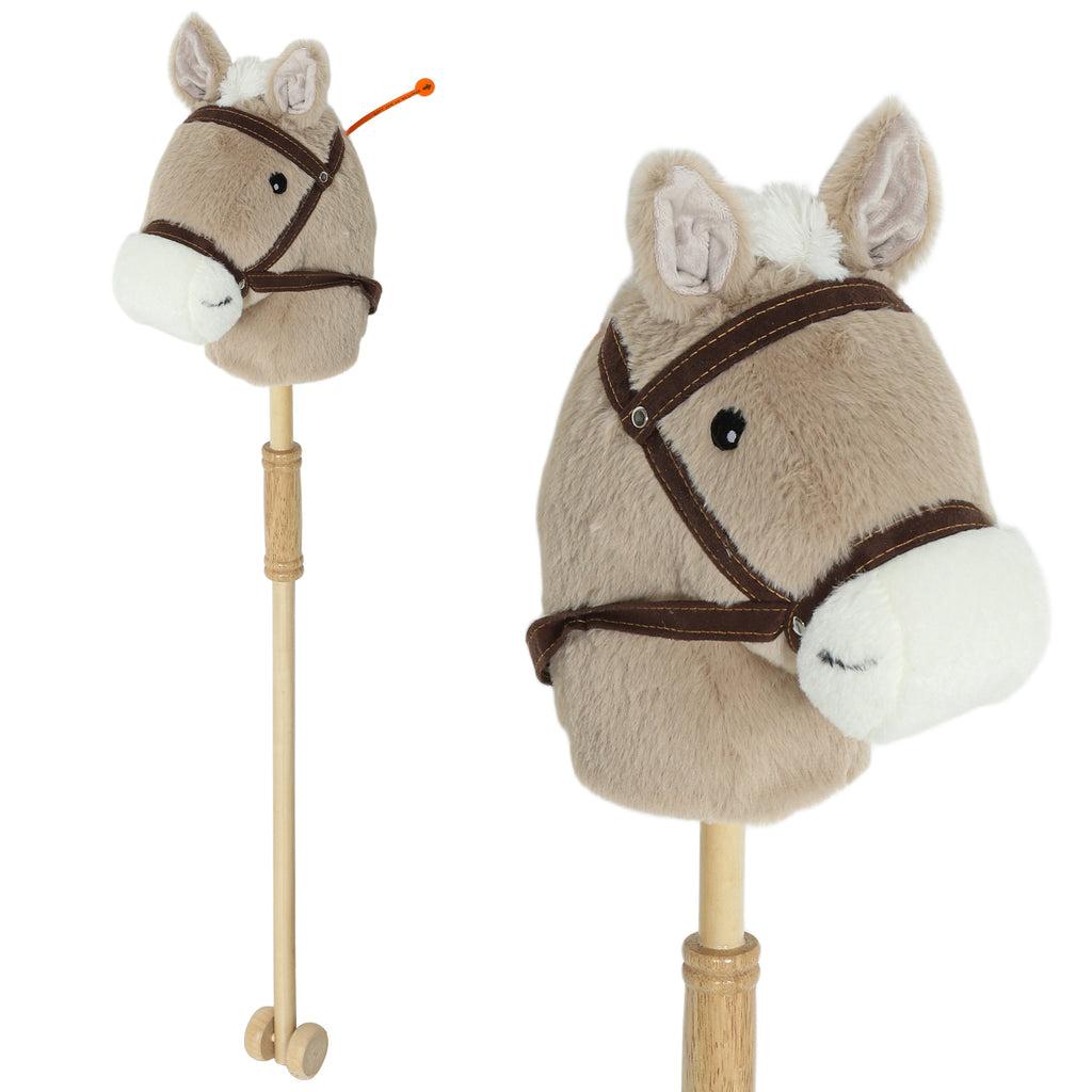 Steckenpferd Kinder Steckenpferde mit Sound, Rolle, Stockpferd zum Reiten f¨¹r Kinder 24+ Monate, Grau