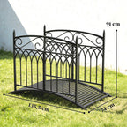 Gartenbrücke aus Metall 135,5 cm Teichbrücke mit Sicherheitsgeländern Antik-Optik Rostbeständig einfache Montage