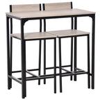 3-Piece Bar Table Set with 2 Stools, Industrial Breakfast Bar Set with Footrest, Backrest for Dining Room, Small Space