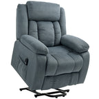 Aufstehsessel mit weichem Bezug, Recliner-Sessel mit Fernbedienung und Seitentaschen, Grau