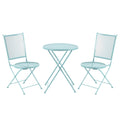  Garten Sitzgruppe für 2 Personen Bistro-Set Garnitur 1 Tisch+2 faltbare Stühle für Terrasse Balkon Metall Blau