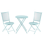  Garten Sitzgruppe für 2 Personen Bistro-Set Garnitur 1 Tisch+2 faltbare Stühle für Terrasse Balkon Metall Blau