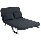 Schlafsofa, 5-fach verstellbar, Wildlederimitat, Stahlrahmen, inkl. Kissen, Schwarz