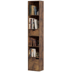 Bücherregal mit 6 Ebenen, 3-stufig verstellbar, mit Schublade, Schranktür, anpassbares Regal, Ausstellungsregal, Braun