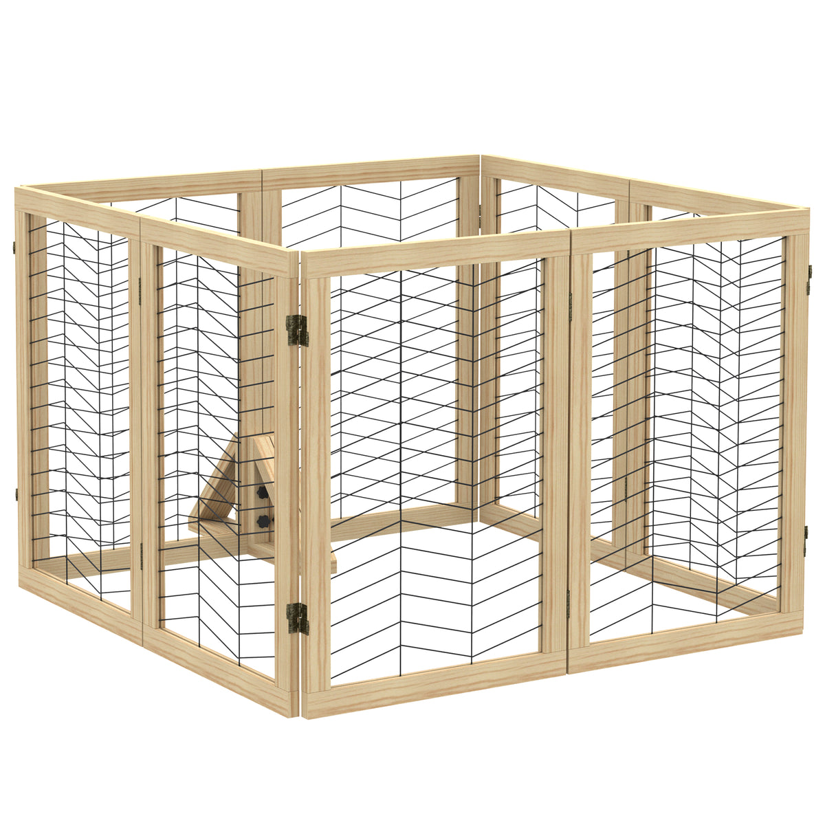 Hundegitter Treppengitter Absperrgitter, faltbar, Kiefernholz, 375 cm x 44 cm x 70 cm, Natur