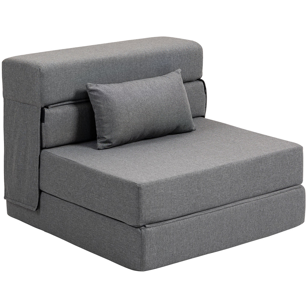 3 in 1 Schlafsessel mit Leinenoptik 80 x 80 x 64 cm Dunkelgrau