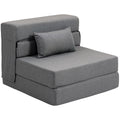 3 in 1 Schlafsessel mit Leinenoptik 80 x 80 x 64 cm Dunkelgrau