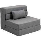 3 in 1 Schlafsessel mit Leinenoptik 80 x 80 x 64 cm Dunkelgrau