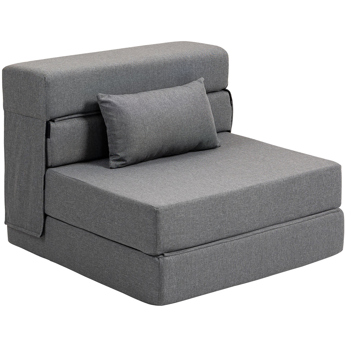 3 in 1 Schlafsessel mit Leinenoptik 80 x 80 x 64 cm Dunkelgrau