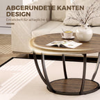 Couchtisch mit 2 Ebenen, Wohnzimmertisch 80 x 80 x 43,8 cm, Braun/Schwarz