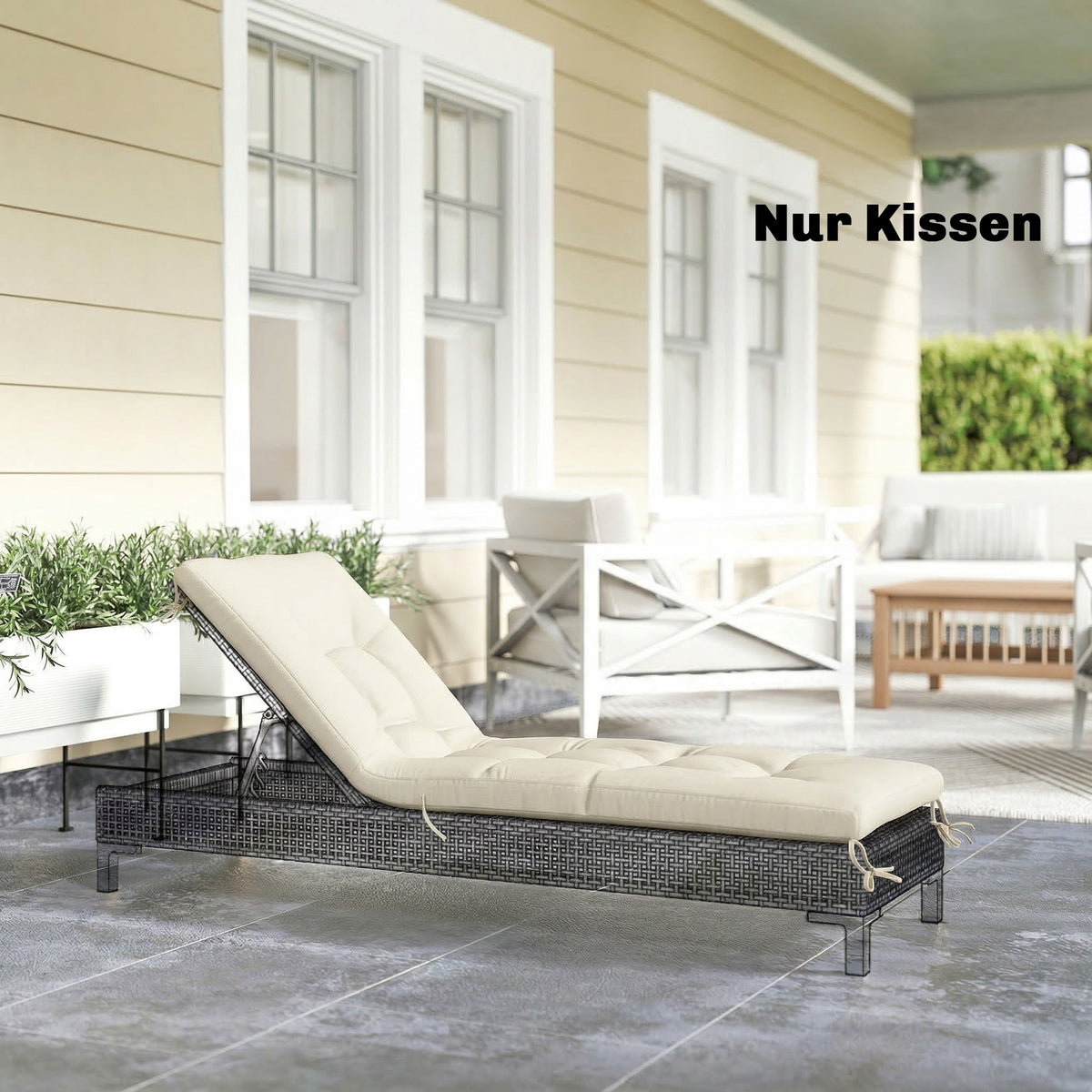 Palettenkissen Abnehmbar Sitzkissen mit Befestigungsbändern Palettenpolster für die meisten Liegen 198x65x13cm Beige