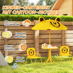 Gartenmöbel-Set für Kinder, Stühle, Tisch, Sonnenschirm, Löwen-Design, Gelb