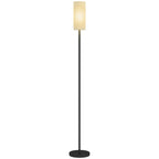 Stehlampe, Schirm in Leinenoptik, Metallstange, Fußschalter, Weiß