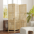 3-teiliger Raumteiler, 180 cm faltbarer Wandschirm, Freistehender Raumtrenner mit handgewebtem Design für Zuhause, Natur