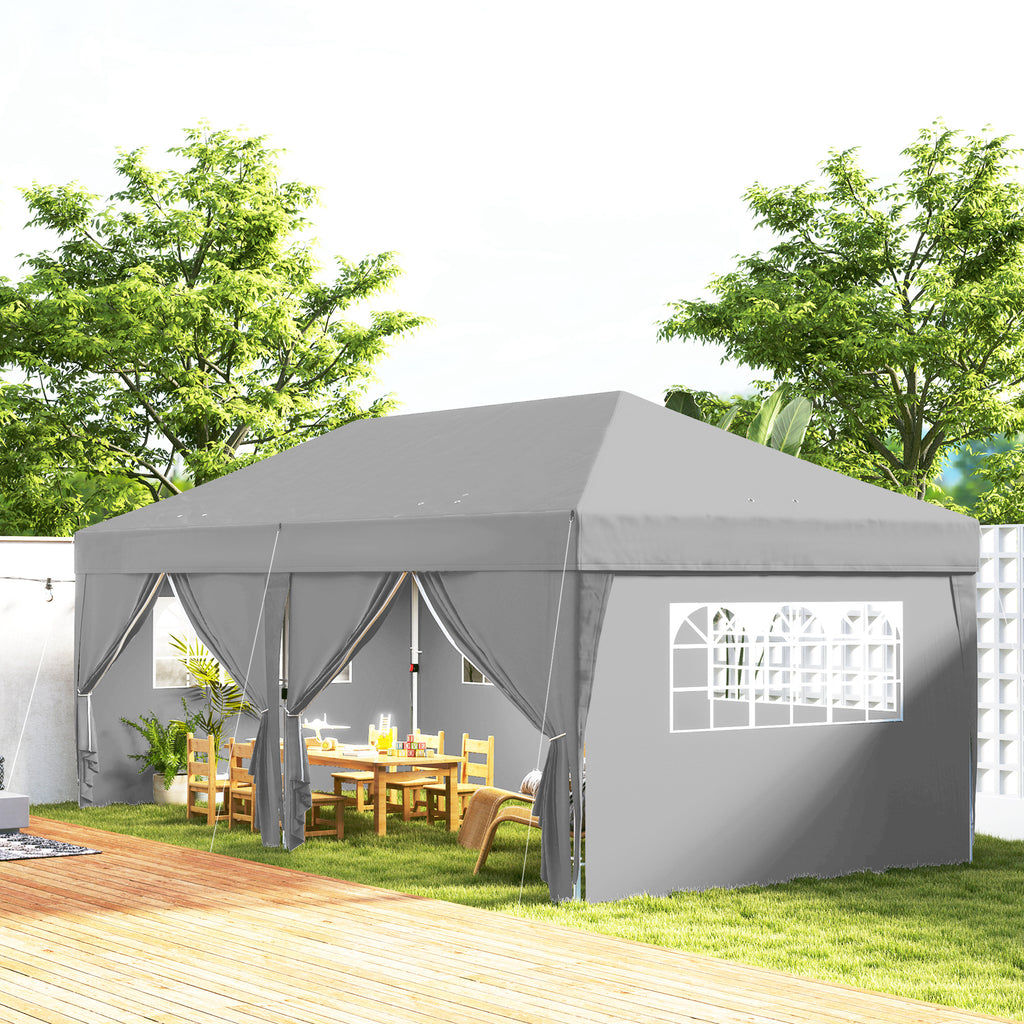 Pavillon ca. 6x3m Stabil Winterfest Pop-up Faltpavillon mit Fenster Reißverschlusstür Seitenteilen UV Schutz